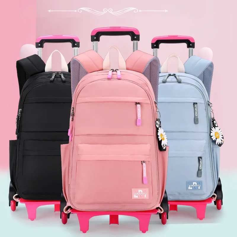 2023 Student School bag Rolling Backpack kids Trolley bag girl school backpack Multifunctional child waterproof backpack wheels Y240820