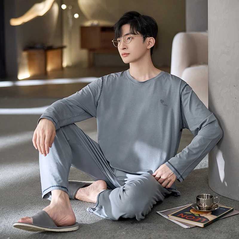 New Spring Mens Pajamas Long Sleeve Mens Pajama Set Mens Knitted Cotton Pajamas Mens Pajama SetW240719