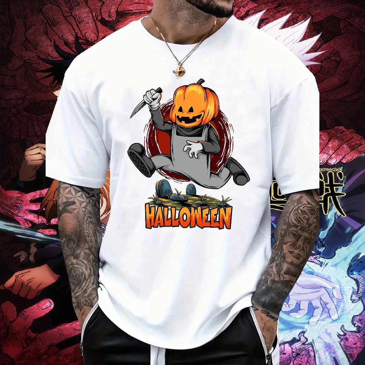 Comfortable Mens T Shirts halloween Breathable Street Casual Custom Printed 230g Cotton Tshirts Wholesale Top Tees