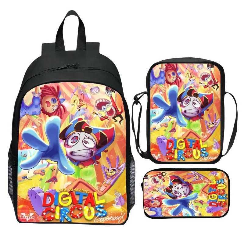 The Amazing Digital Circus Backpack Cartoon Anime Pomni Caine Printed Child Shoulder Bag Large Capacity School Bags For Student Y240820