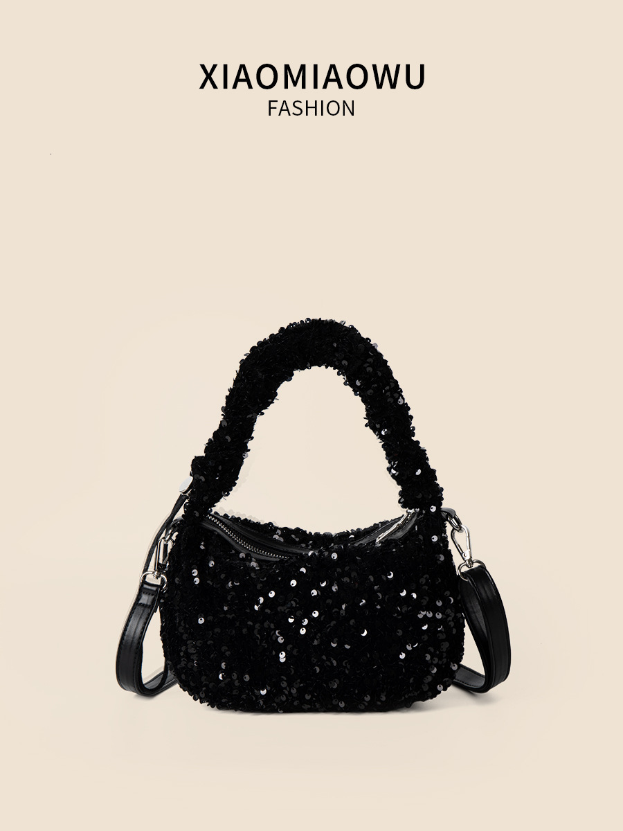 Fashion colored sequin crossbody bag for women in summer, blingbling shoulder bag, niche personality drawstring handbag