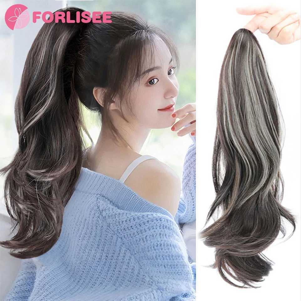 Synthetic ponytail female cloud Permed high knitting fashionable fluffy claw clip picking dyed curling ponytail W240817