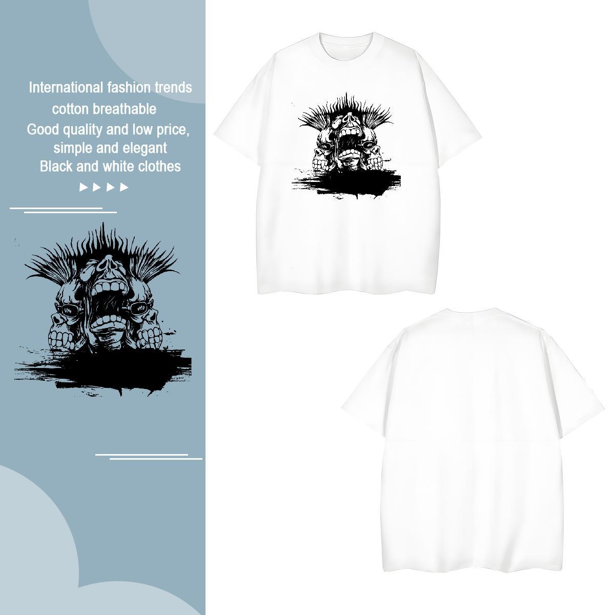 T Shirt For Man 230g Pure Cotton scary Street wear Hip Hop Breathable Soft DIY Printed Tshirts Fashion Casual Free Shipping Tees