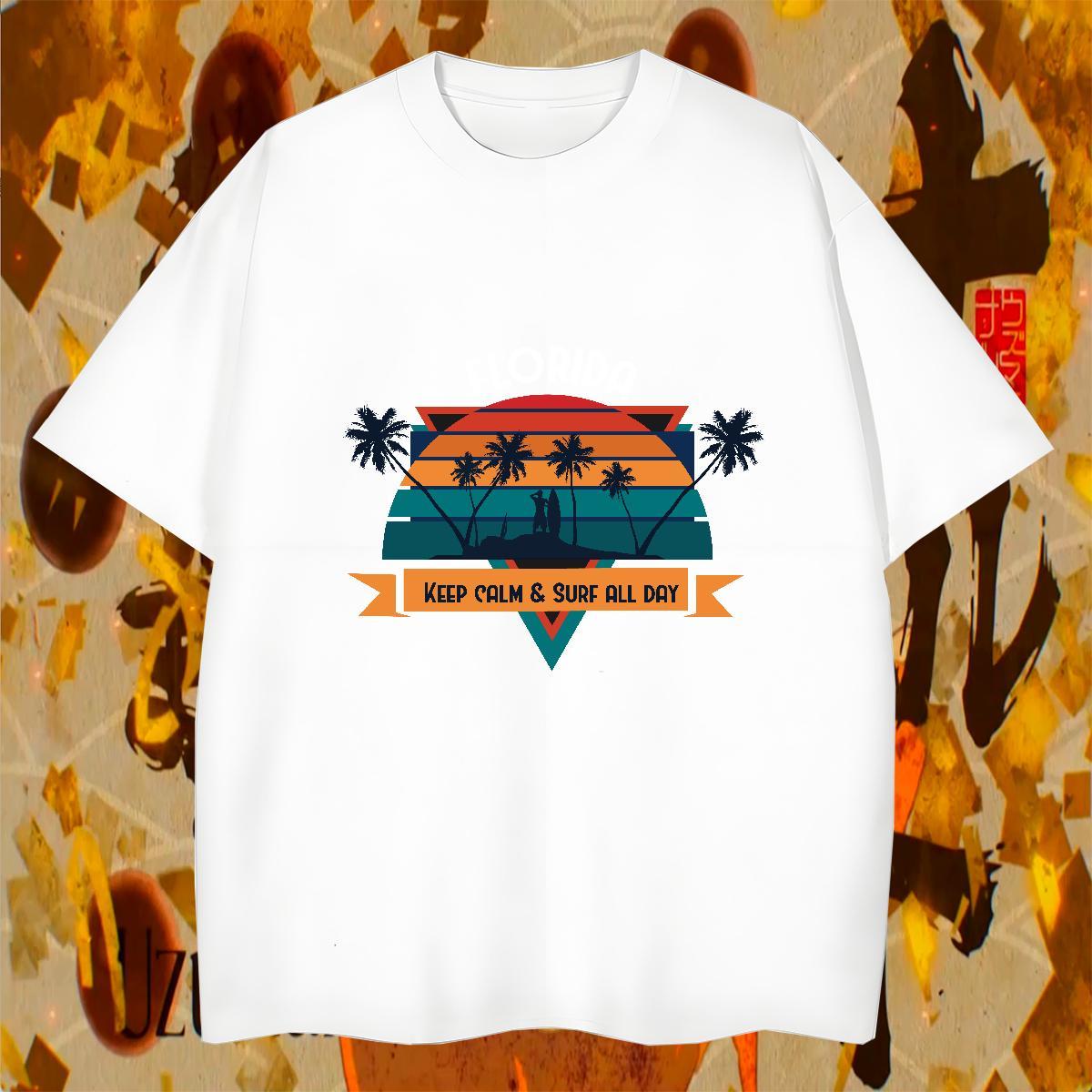 Loose sea 100% Cotton 230g Men Tees Hip Hop Street Breathable Crew Neck Mens T Shirts Brand DIY Printed Tops Shirt