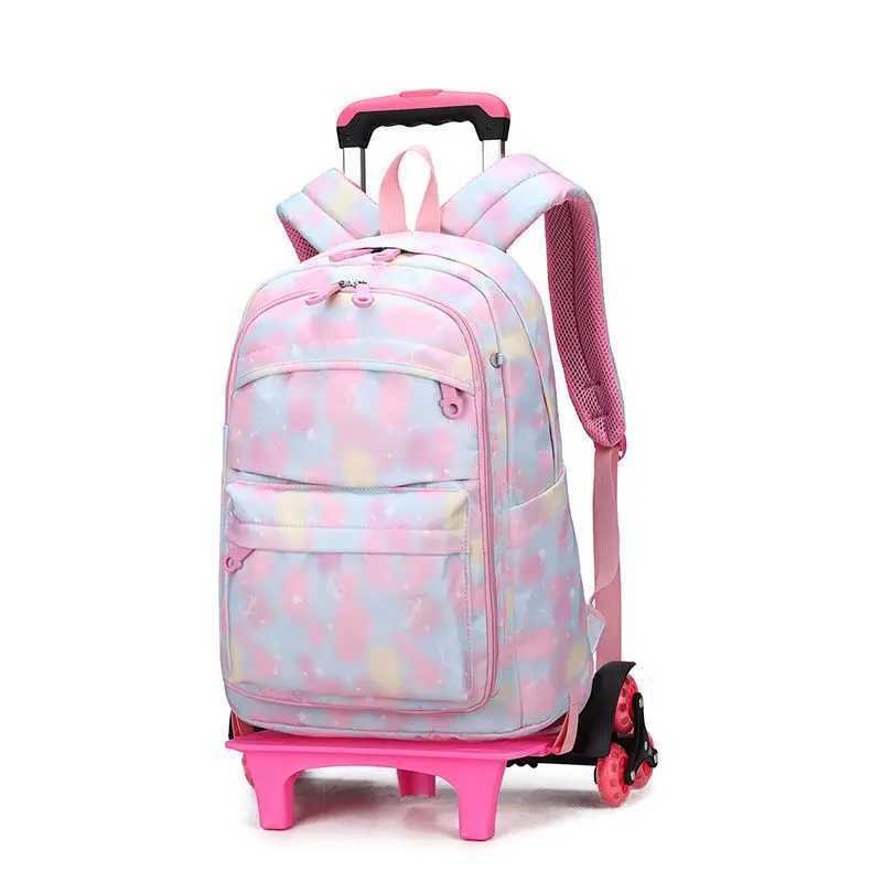 School Rolling Backpack Bag For Girls School Wheeled Backpack Bag Student Book Bag with Wheels Kids Rolling Travel Trolley Bags Y240820