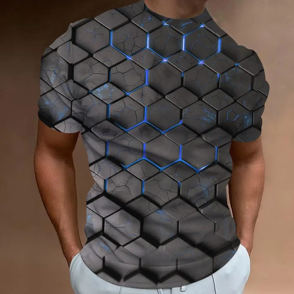 3d Broken Rock Print Mens TShirt Summer Casual Short Sleeved Top Fashion Sports Shirt Loose Oversized Tees For Men 2024 240820