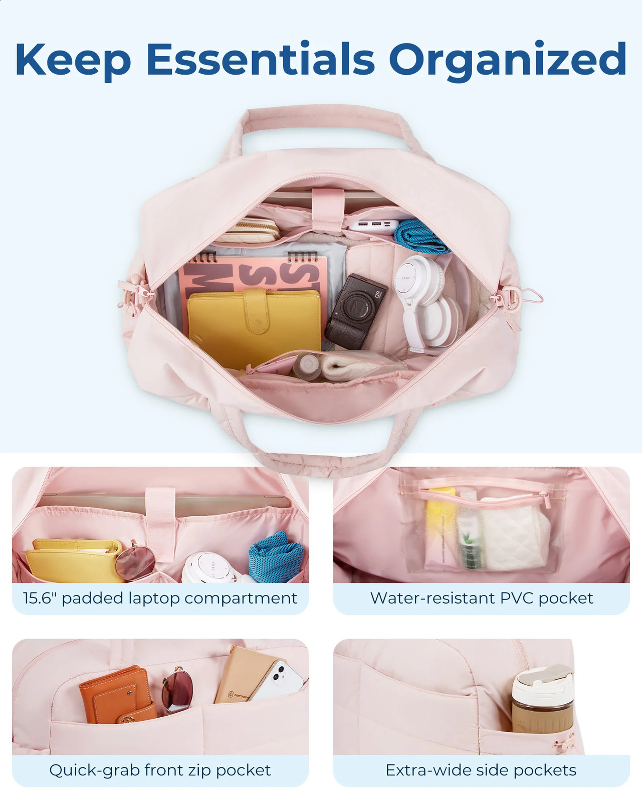 BAGSMART Carry On Travel Handle Bag Unsiex Weekender Overnight Large Capacity Duffle Bags Sports Fitness Bags for Women 240819