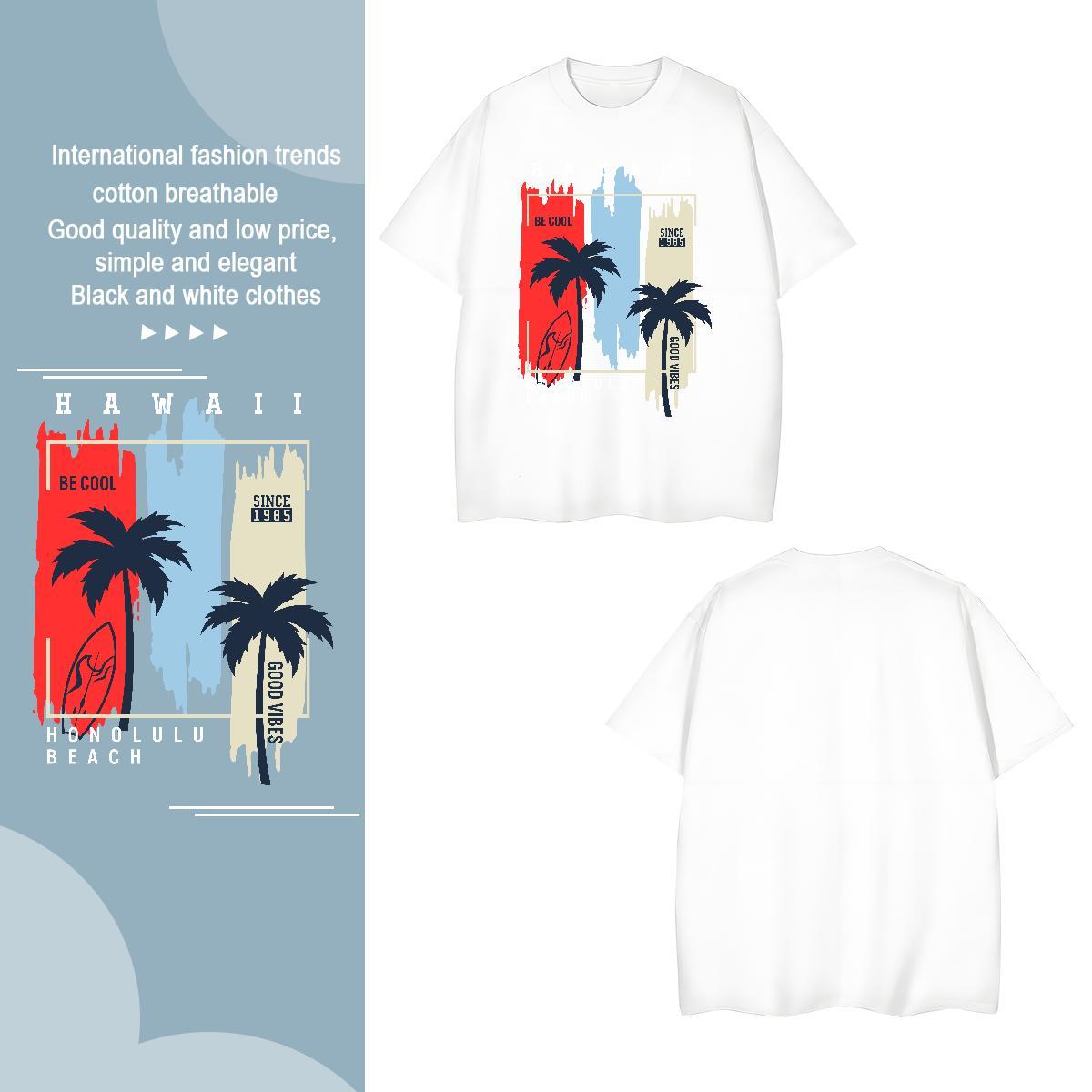 Free Shipping tree 230g Pure Cotton Men Clothes T-Shirt Street Casual Round Neck Short Sleeve T Shirt For Man Designer Fashion Graphic Tops Tees