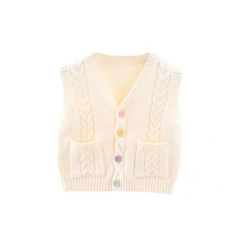 1-6T Cable-knit Sweater Tank for Girl Toddler Kid Baby Spring Autumn Sweater V Neck Knit Cardigan Vest Knitwear Clothes FY10222XJ240819