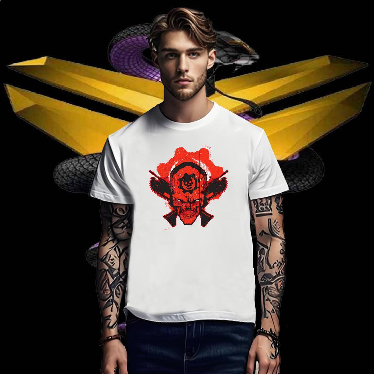 T Shirts Men 100% Cotton 230g scary Daily Wear Pure Cotton Floral Print Tshirts Wholesale Loose Fit Tee Shirt
