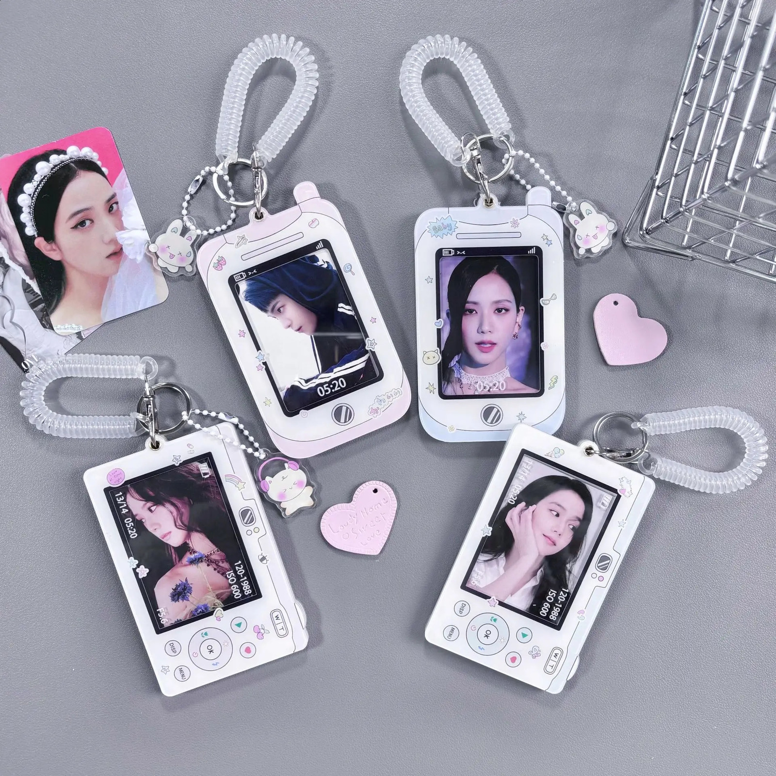 Y2k acrylic po card holder keychain INS Ins Idol decoration student ID badge girl 240820
