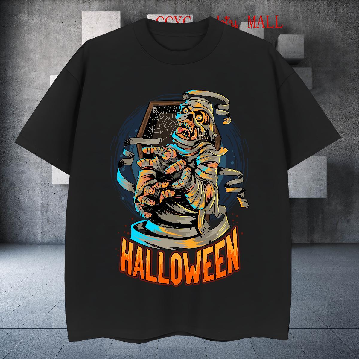 Wholesale T Shirts Men halloween Breathable Short Sleeve Daily Outfit Custom Printed 230g 100% Cotton Tshirt for Man Woman Free Shipping Polos
