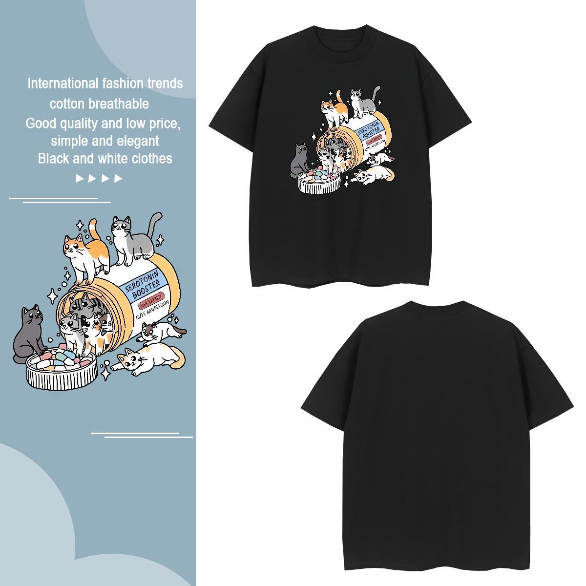 Cool Design T shirt cats Breathable Short Sleeve Summer Casual DIY Printed 100% Cotton 230g Men Tshirts Classic Tops Tees