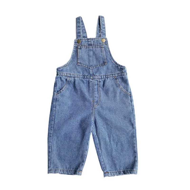 Korean Childrens Coated Boys and Girls Jeans Spring and Summer Full Competition Jeans Childrens Loose jumpsuit W240806