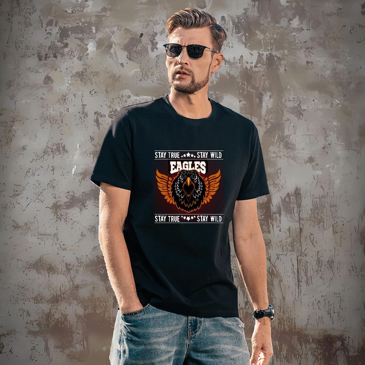 Cool Man T Shirts eagle Round Neck Short Sleeve Hip Hop Street Asian Size 100% Cotton 230g Men Tshirts Stylist Wear