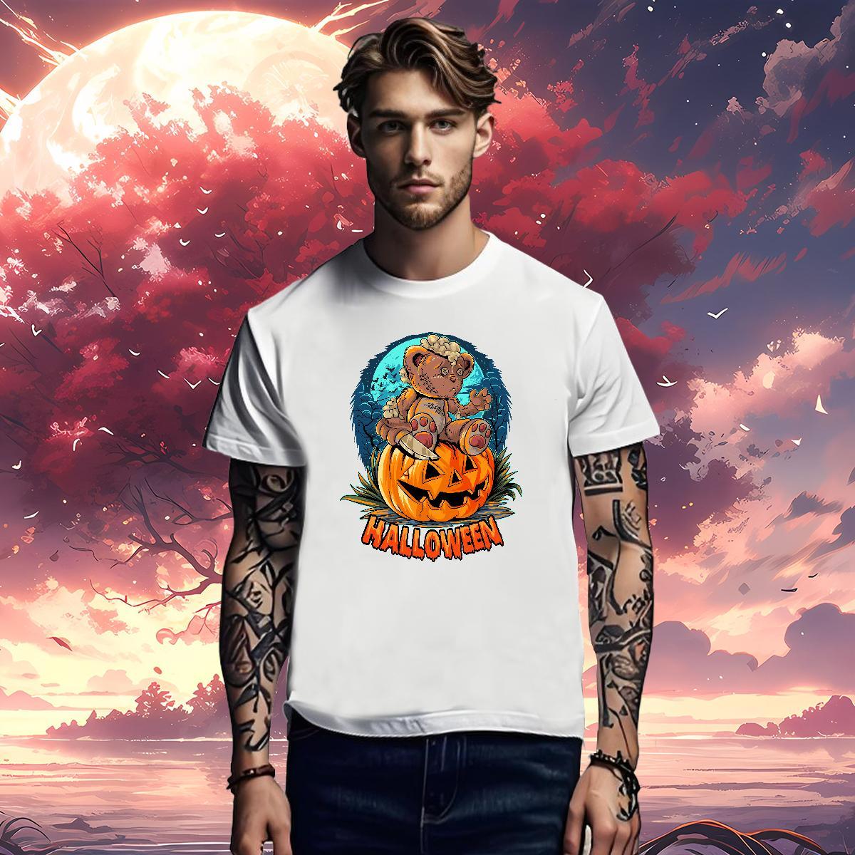 T Shirt For Man 100% Cotton 230g halloween Home Outdoor Breathable DIY Printed Tshirt for Man Woman Customized Wholesale Tees Shirts