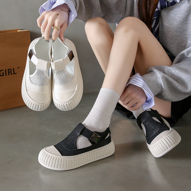 Ddmysports Summer New Ins Korean Edition Ollow White Shoes Women Thick Bottom Versatile Casual Sandals For Students RD OUTDOOR