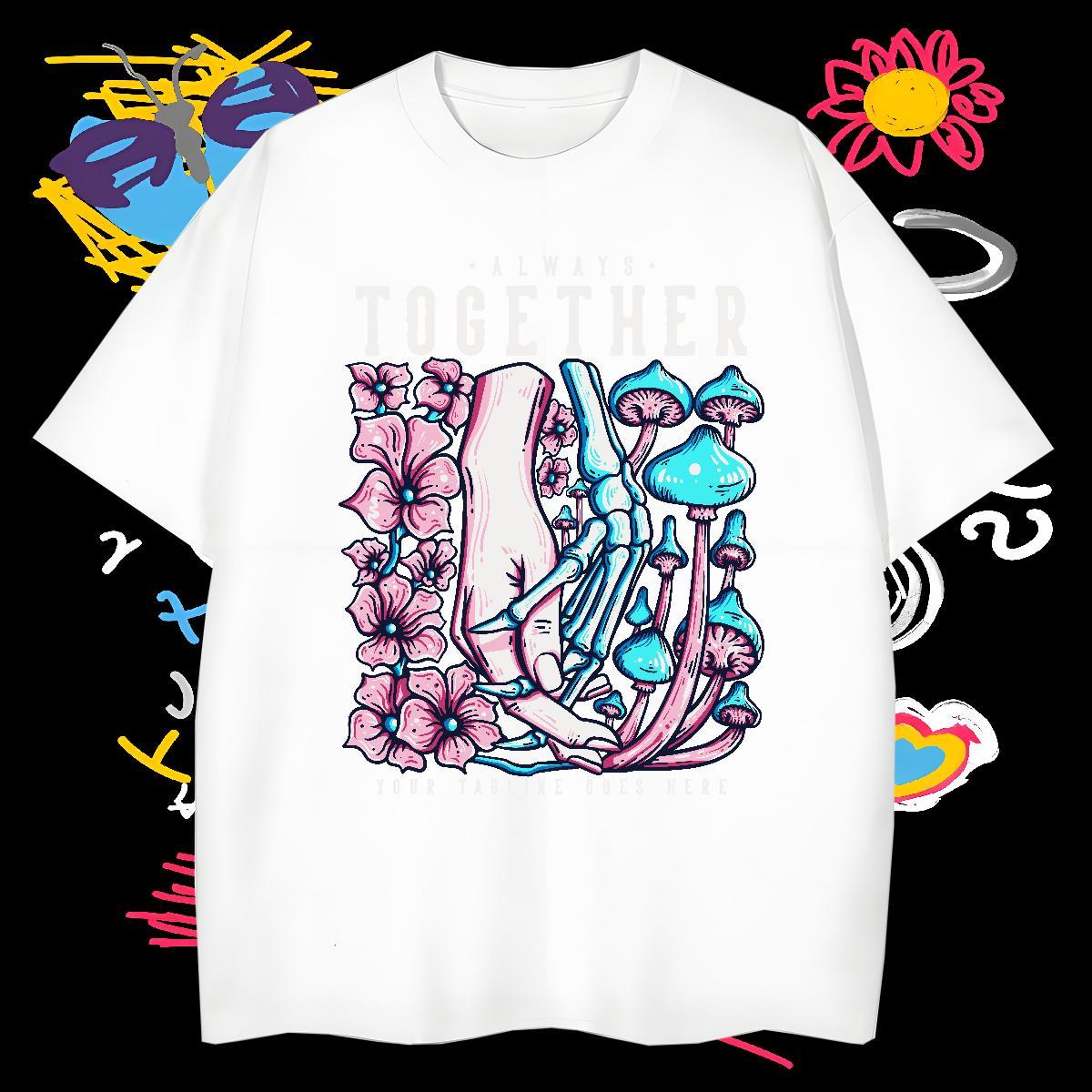 Fashion Designer Couples T Shirts mushroom Daily Wear 100% Cotton 230g Tops Tees Breathable Crew Neck Soft T Shirt For Man Custom Print Oversized