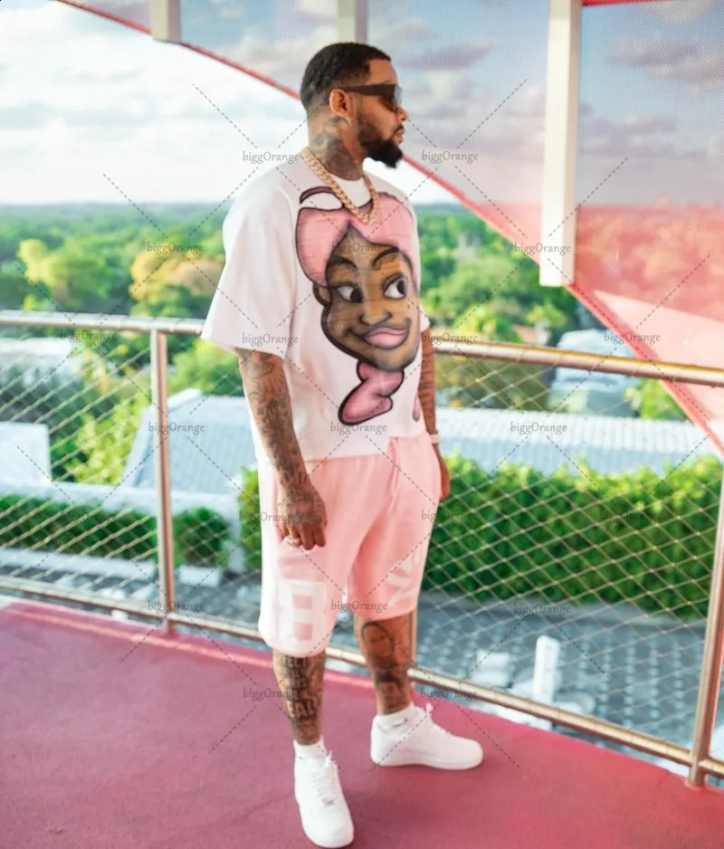 2014 Street Hip Hop Super Large Tshirt Gothic Punk Spoof Anime Printed Short Sleeve Mens Harajuku Fashion Trend Casual Loose 240819