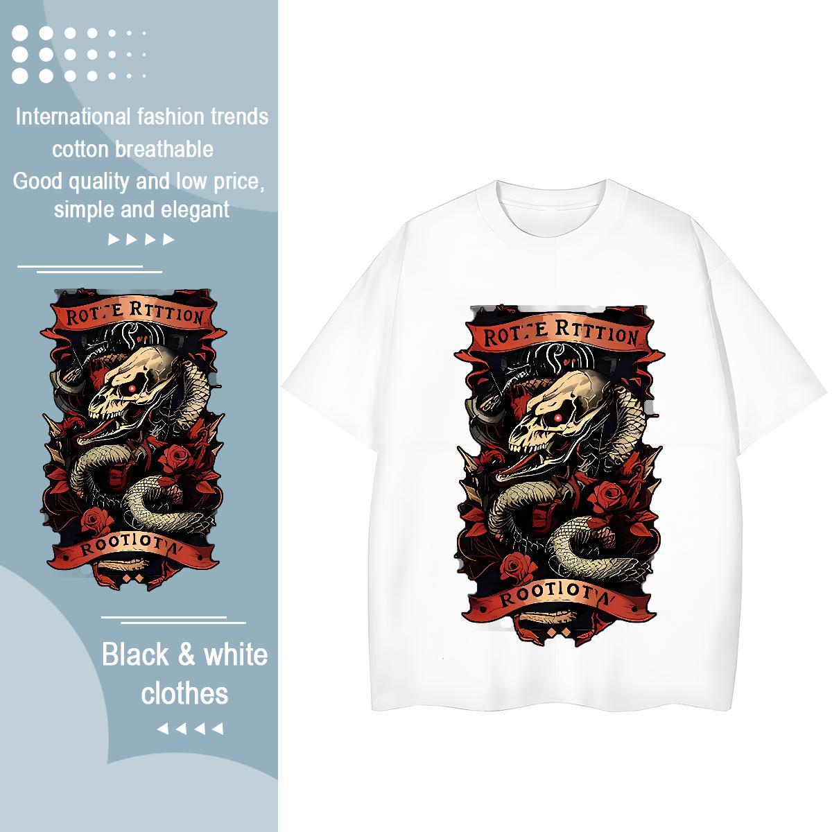 New Tshirt for Man Woman Daily Wear Breathable Tshirts Free Shipping 100% Cotton 230g snake Anime Oversized T shirt