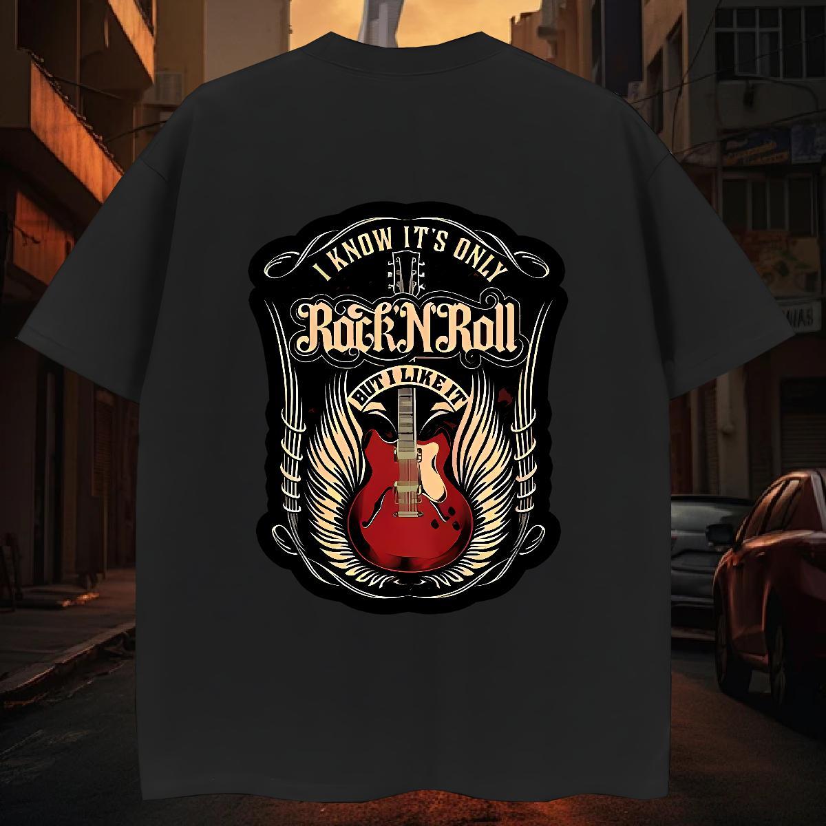 Man T Shirts 230g Cotton rock High Street Hip Hop O-Neck Short Sleeve DIY Men Tops Tees Fashion Casual High Quality Top Tees