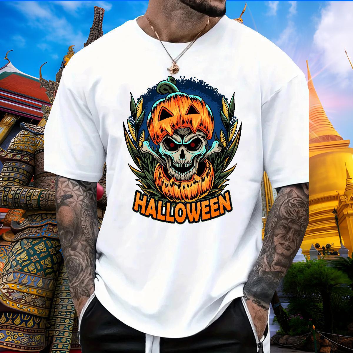 Cool Design T-Shirts for Men halloween Pure Cotton Street DIY Logo Oversized 100% Cotton 230g Tshirt for Man Woman Customized Tops