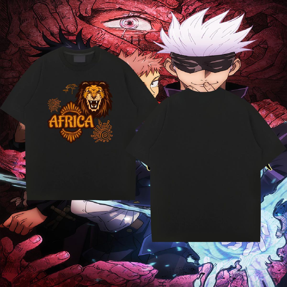 Wholesale T Shirts Men Africa lion Crew Neck Daily Outfit DIY Anime 230g Pure Cotton Men Clothes T-Shirt Fashion Design Tees Shirts