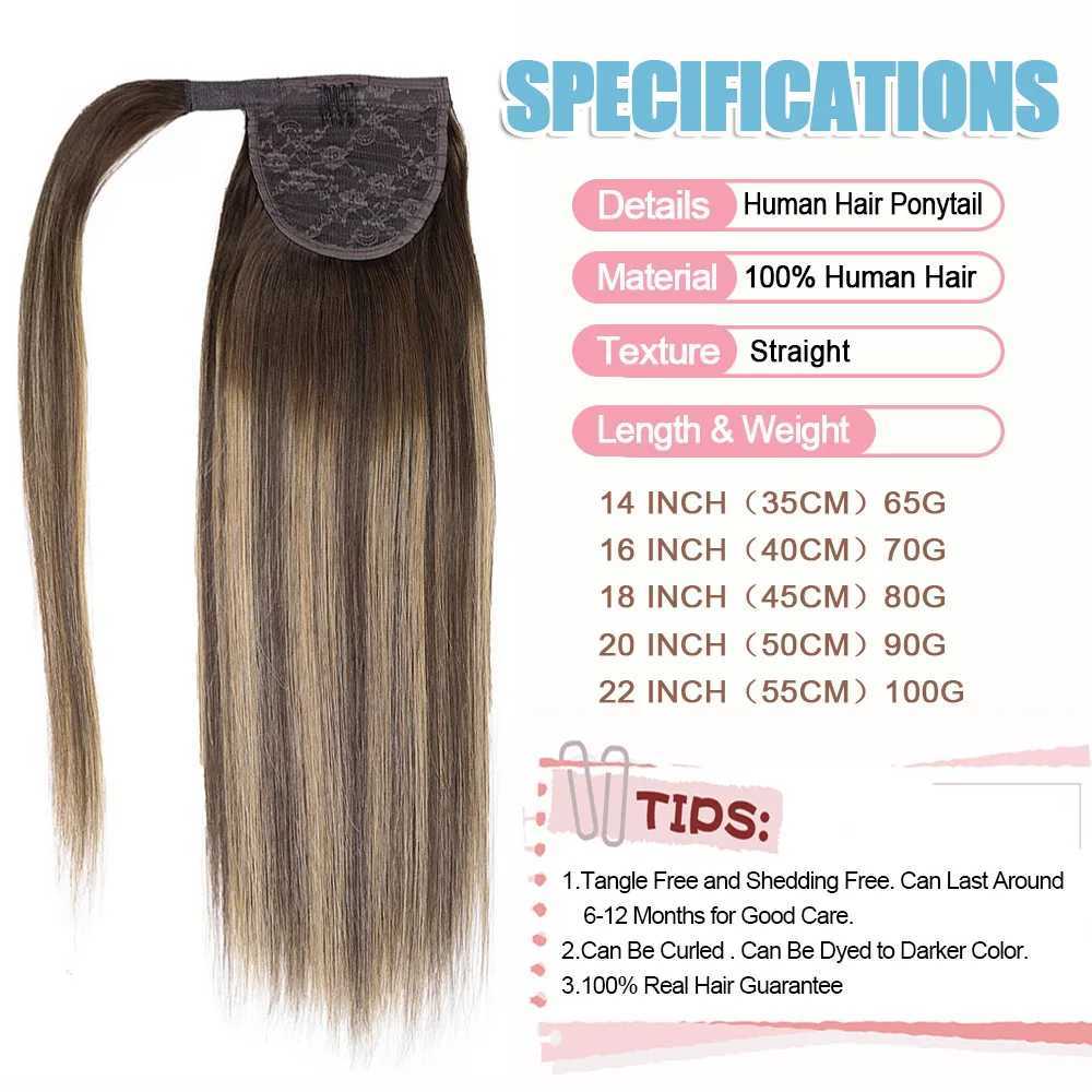 The person wrapped in a ponytail has straight ponytail extended Brazilian Remy hair and extended ponytail W240817