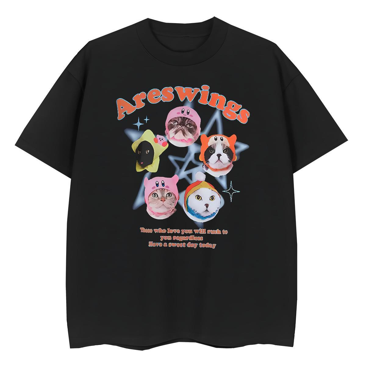Fashion New Tshirts cat Daily Wear 100% Cotton 230g Polos Breathable Short Sleeve Free Shipping Man T Shirts DIY