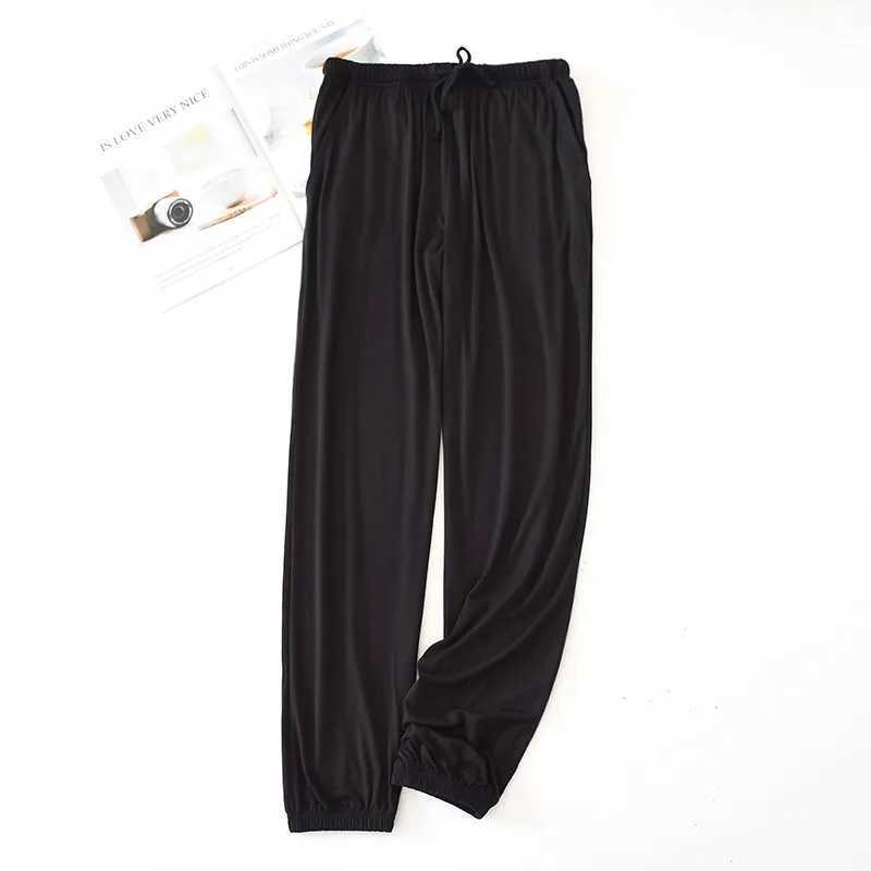 Modal Sleep Bottoms Mens Lounge Wearing Pants Adhesive Sleepwear Casual Soft Sleepwear Spring and Summer Mosquito Control TrousersW240719