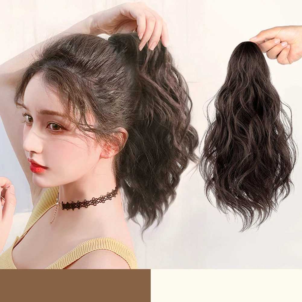 Cloud Perm short ponytail wig suitable for women with fluffy grip clips low ponytail natural simulation long hair gentle weaving W240817