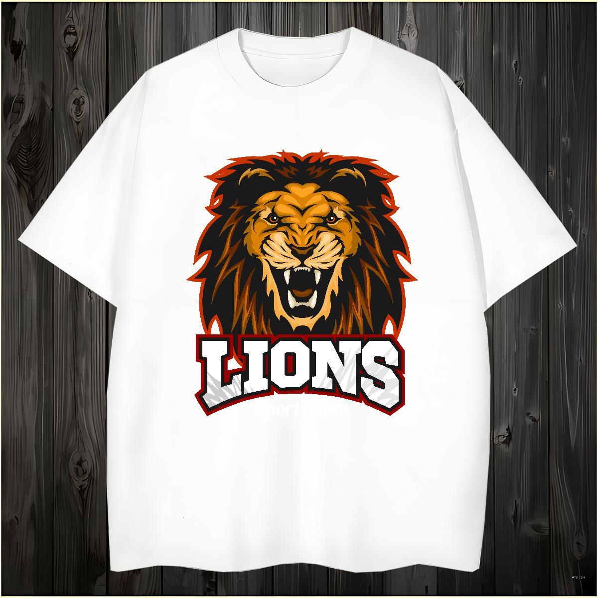 Brand T-Shirts for Men lion Breathable Soft Beach DIY Logo Oversized 230g Cotton Mens Tshirts 2024 DIY Tops Tees