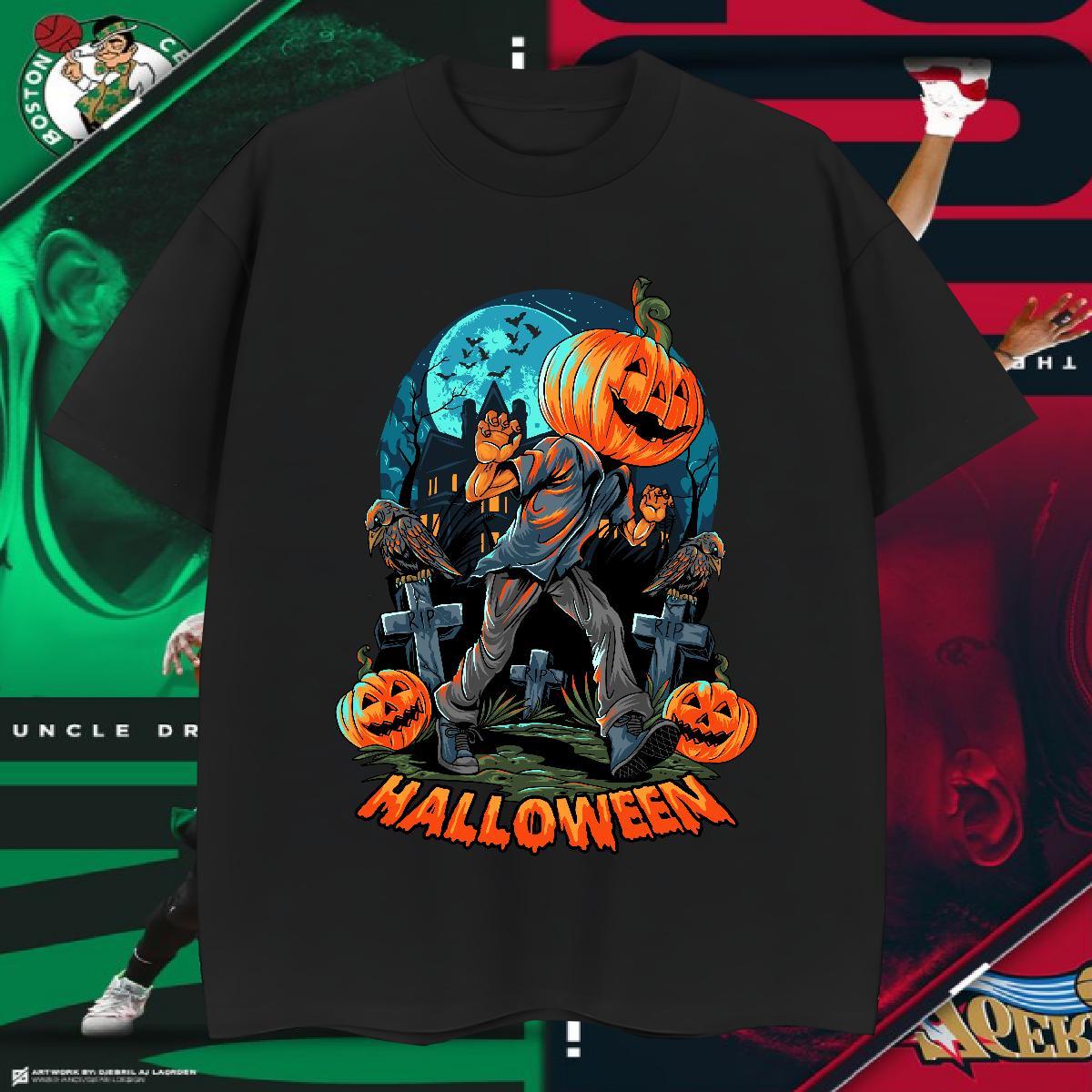 Free Shipping T Shirts Men halloween O-Neck Short Sleeve Daily Outfit Black White 230g Cotton Tshirt for Man Woman Fashion Casual Tops Tees