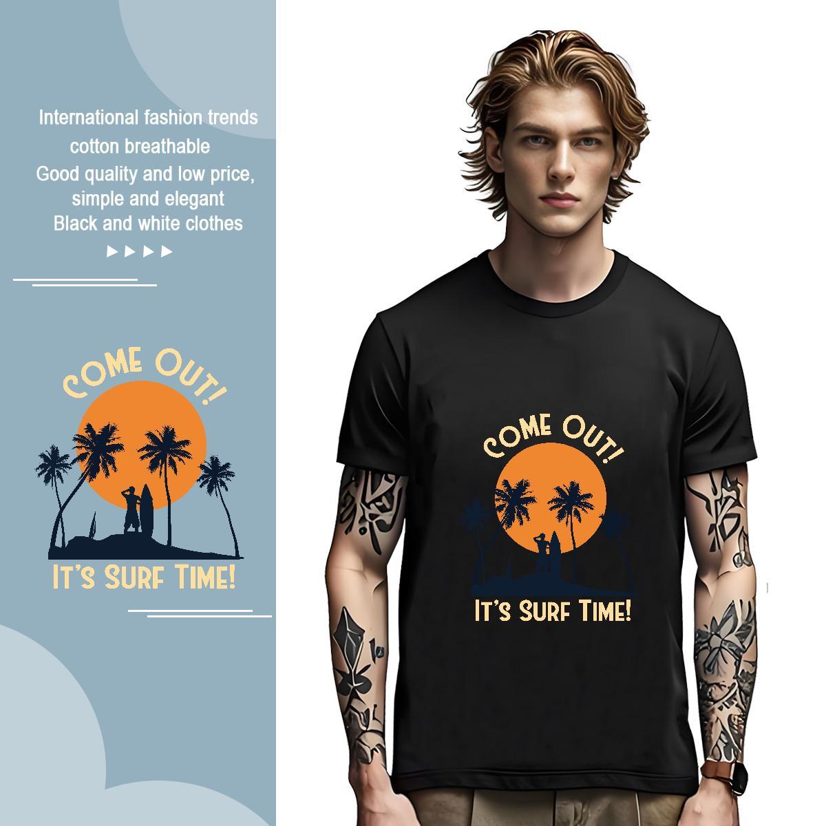 High Quality sun 230g 100% Cotton Men Clothes T-Shirt Daily Outfit Breathable T shirt Fashion Custom Anime Tops
