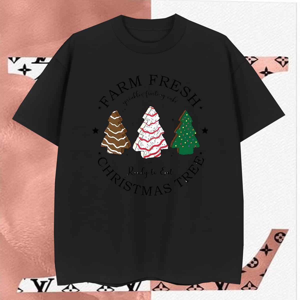 Fashion Designer Tshirt for Man Woman christmas trees Hip Hop 230g Pure Cotton Wear O-Neck Short Sleeve Loose T shirt Custom Printing