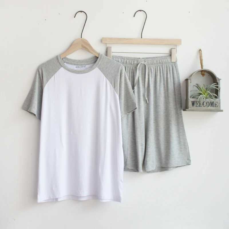 Modal Summer Pajamas for Men Thin Section loose short sleeved pajamas can be worn in outdoor sportswear family service clothing mens pajamasW240719