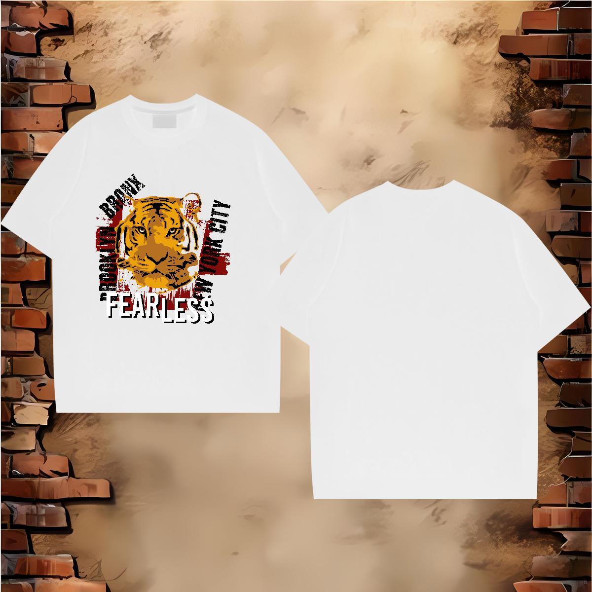 New Arrival Men Clothes T-Shirt tiger Street 100% Cotton 230g Clothings Breathable Crew Neck Popular T Shirt For Man Black Oversized