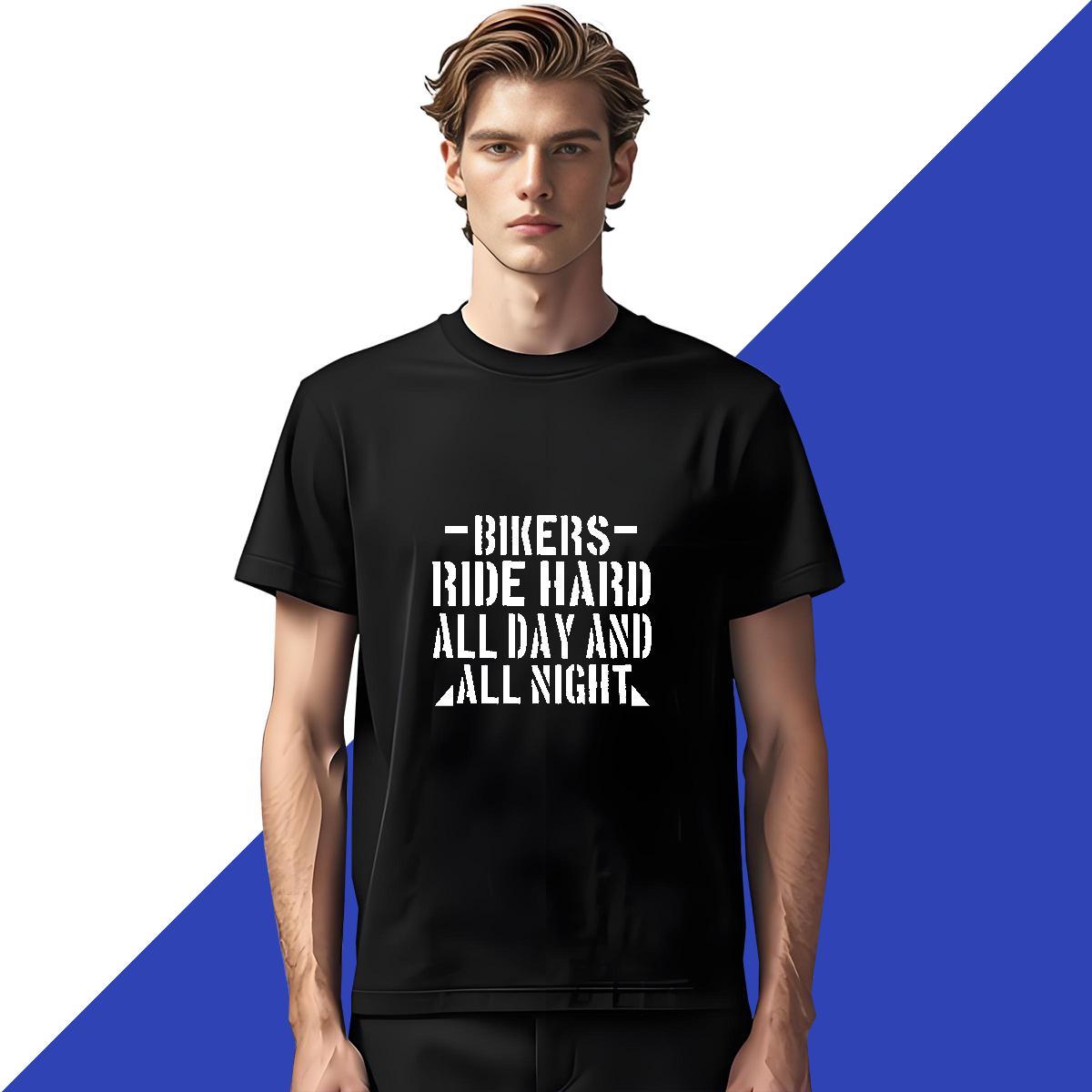 Classic Bikers Ride 100% Cotton 230g Men Tops Tees Street Breathable Short Sleeve T-Shirts for Men DIY Customized Oversized Clothes