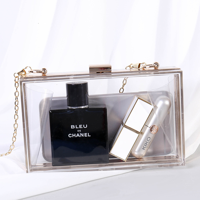 Transparent acrylic chain crossbody box small square women's banquet bag, hand-held bag