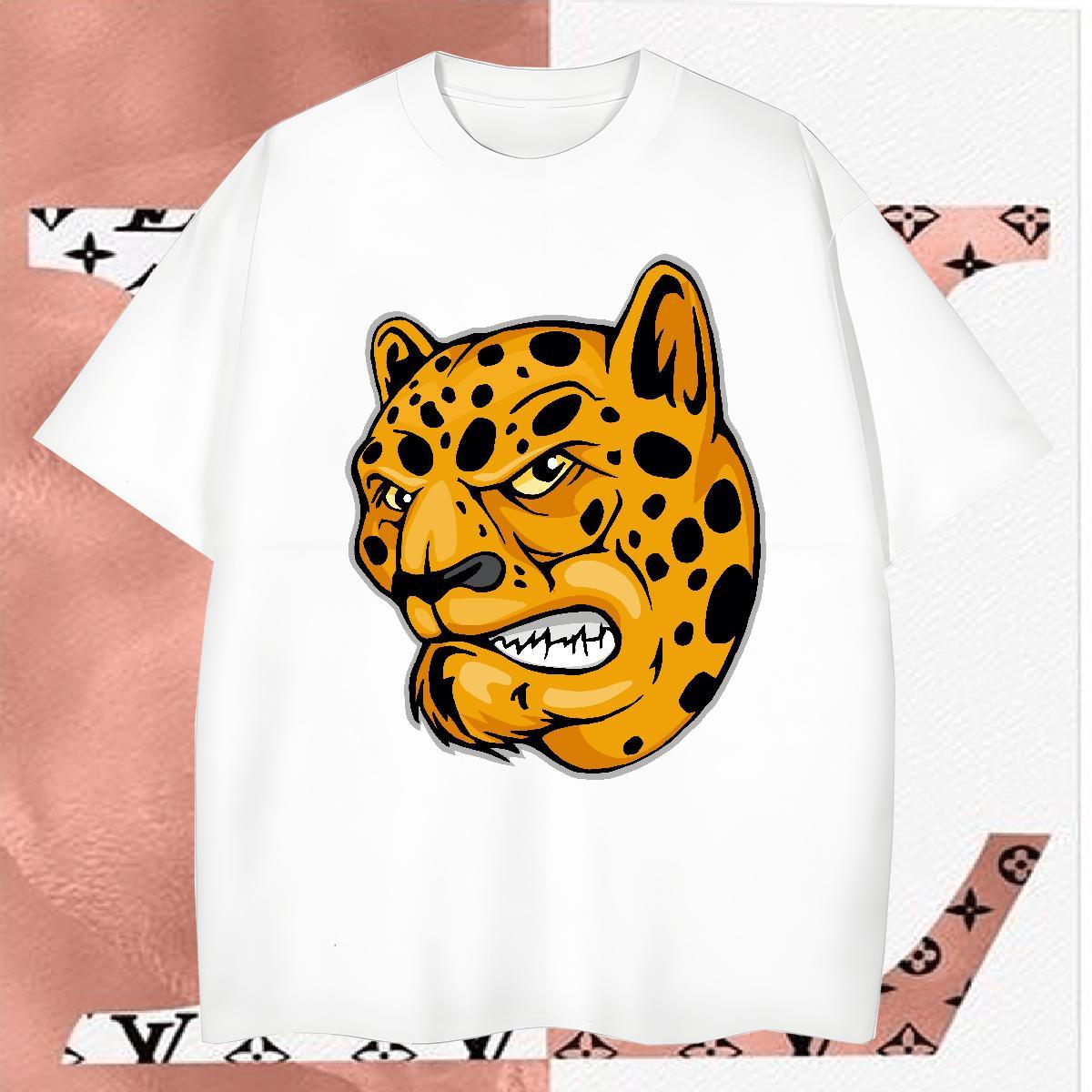 Wholesale Couples T Shirts leopard Hip Hop Street 230g 100% Cotton Tops Shirt Breathable Crew Neck Free Shipping Men T Shirts Custom Big Size