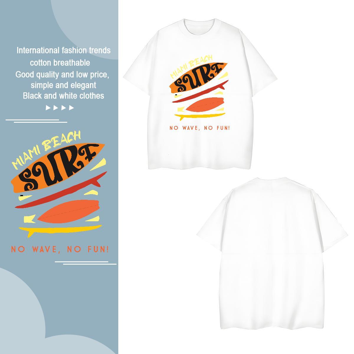 High Quality wave 230g Pure Cotton Men Tees Casual O Neck Short Sleeves T shirt Fashion New Oversized 4XL Tops Tees