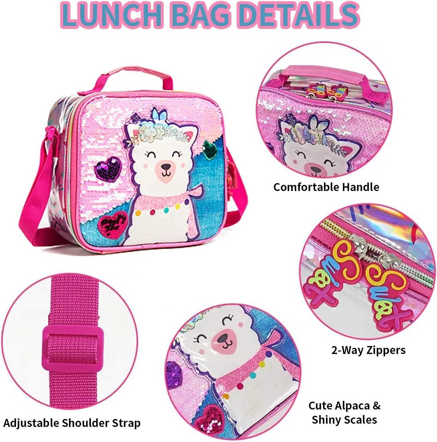 17 Inch Kids Backpacks for Girls Sequin School Bag with Lunch Box for Elementary Students Childrens Backpack Girl Wheel Y240820