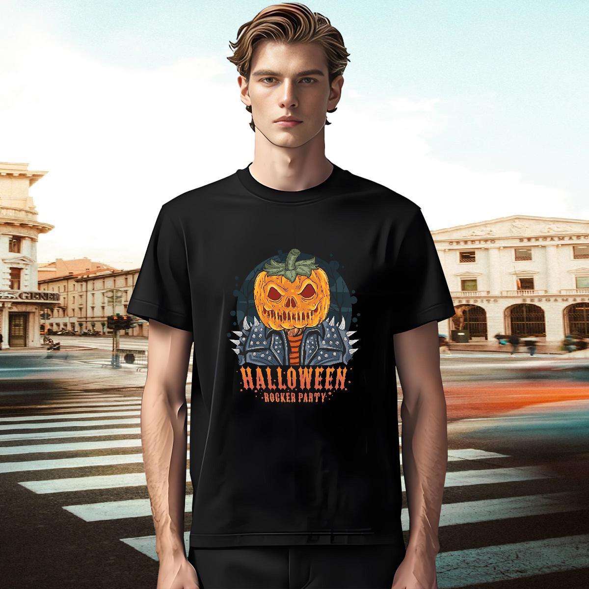 Stylist Men Tees halloween Summer Casual 100% Cotton 230g Tops Tees Crew Neck Breathable Soft T-Shirts for Men DIY Anime