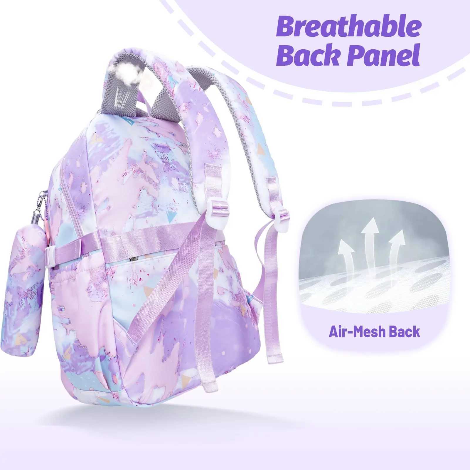 NEW School Backpack for Girls Teens Kids Elementary School 3 Pieces Lightweight Backpack with Lunch Bag and Pencil Case Y240820