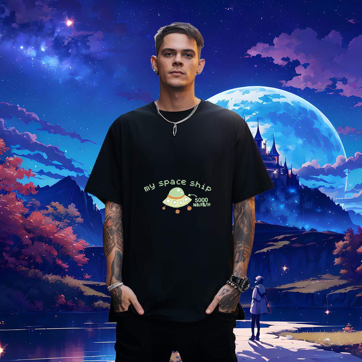 High Quality letter 230g 100% Cotton Men Tops Tees Casual Daily Wear Breathable Crew Neck T Shirt For Man Fashion New Plus Size Cartoon Clothes