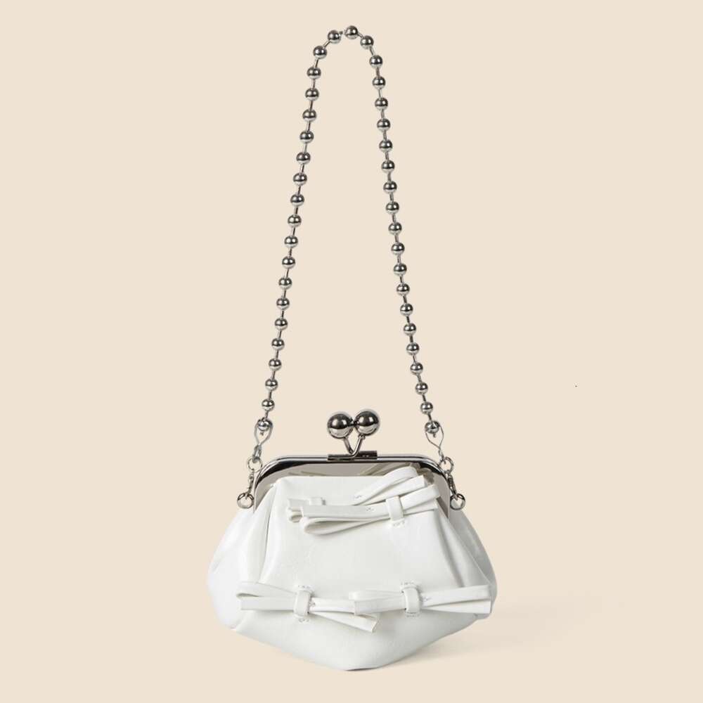 2024 Spring Bow Chain Clip for Women, Diagonal Cross Handheld, Personalized, Small Bag, Summer Women's Beaded Bag