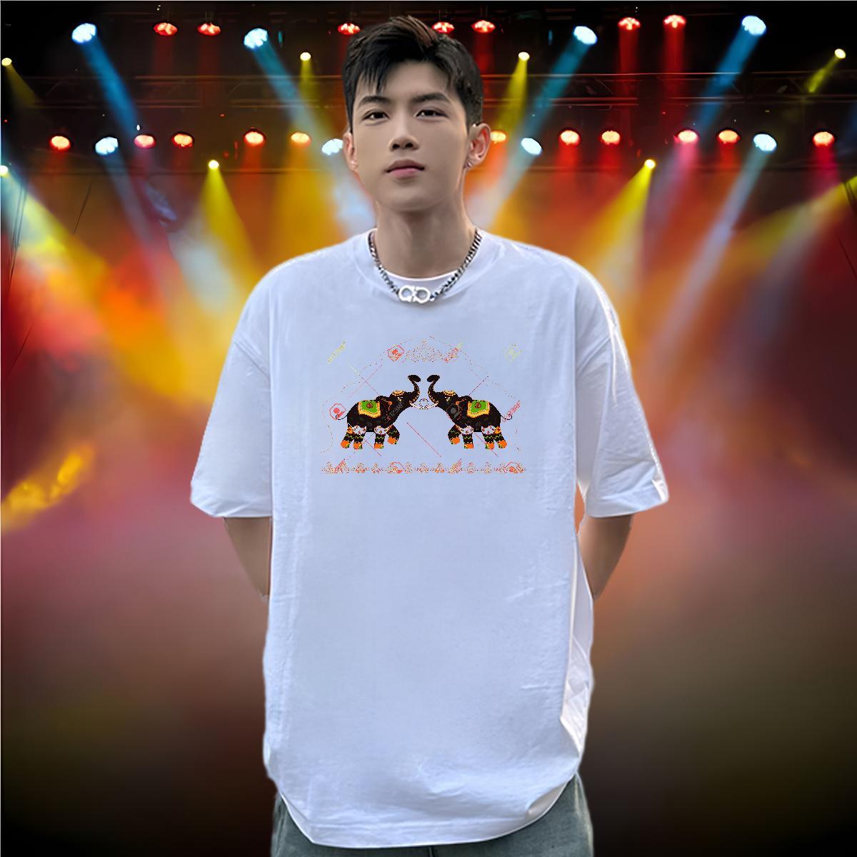 Fashion Couples T Shirts elephant Beach 230g Pure Cotton Tees Shirts Breathable Crew Neck Designer T Shirt For Man Custom Print Plus Size