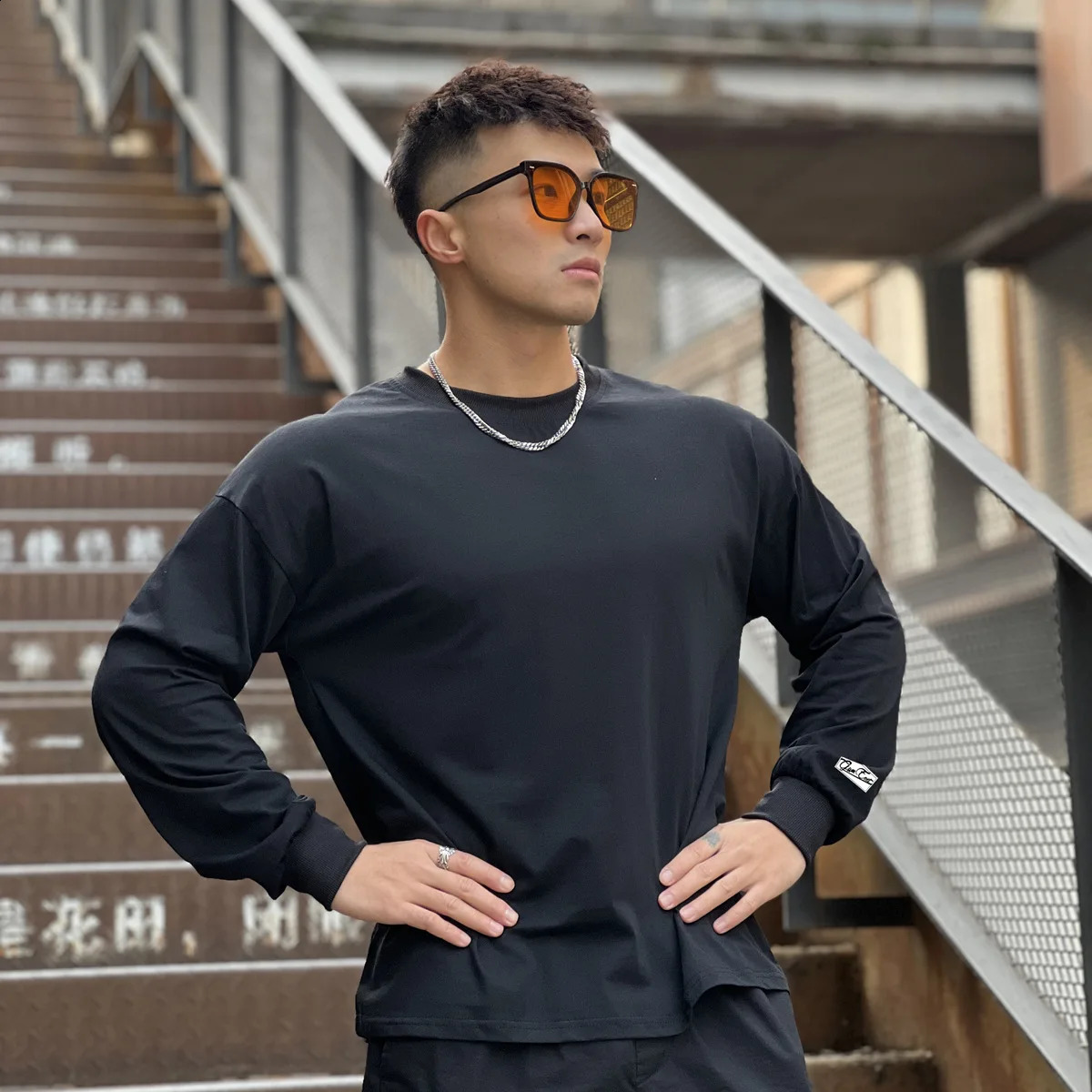Autumn Long Sleeve T Shirt For Men Fashion Cotton Solid Color T-shirts Cozy Streetwear Mens T-shirt 3xl Baggy Korean Trendy 240820