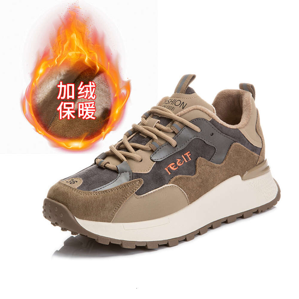 Ddmysports Plush Dad Women Winter New Thick Sports For Casual Single Shoes Flat Soled Genuine Leather S OUTDOOR