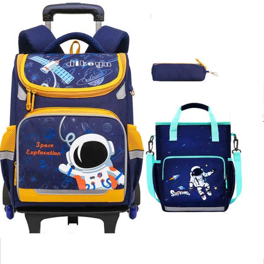 School bag with wheels for boys Primary School Rolling Trolley Bags Kids Daypack Knapsack Rucksack Carry-on Luggage with Wheels Y240820